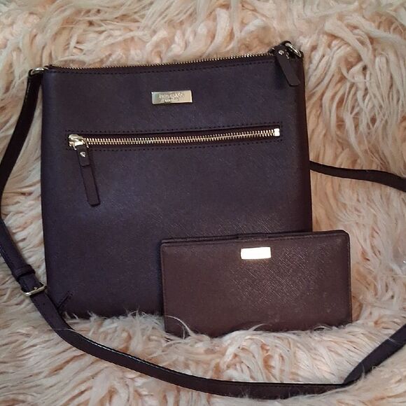 Kate Spade Dark Brown Crossbody Bag and Wallet Set - Picture 1 of 17